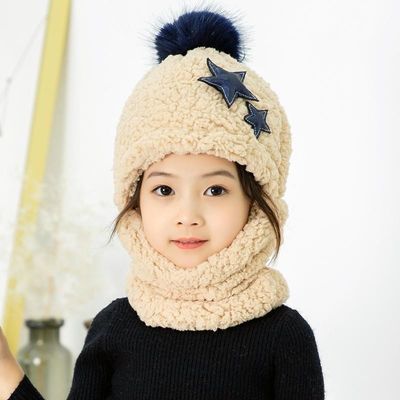 Scène applicable Autumn et hiver Enfants mignons Cartoon Chapeau à écharpe pour les sorties en famille