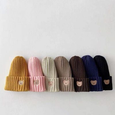 Chapeaux en tricot de couleur solide pour enfants filles garçons 10x9.5cm