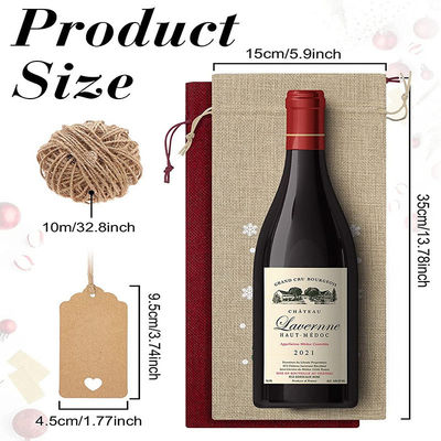 Sacs de vin de Noël à jute réutilisables pour les bouteilles de vin