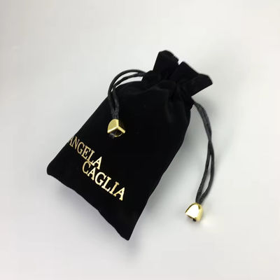 Sacoche en velours d'or imprimé pour emballage de bijoux personnalisé