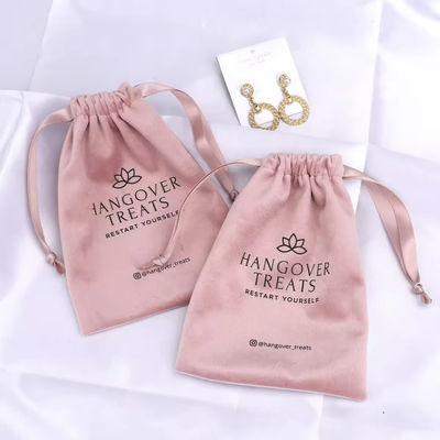 Sac de poussière de velours rose de 30 à 50 cm pour emballage cosmétique cadeau à cordes sur mesure