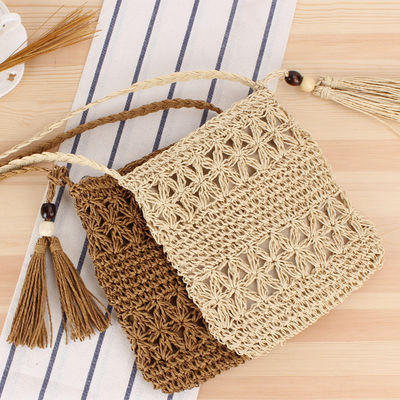 Logo personnalisé Accepté Sac de paille crossbody bucket de paille pour femmes pour la plage d'été