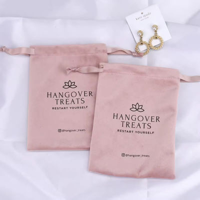 Sac de poussière de velours rose de 30 à 50 cm pour emballage cosmétique cadeau à cordes sur mesure