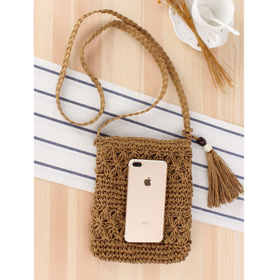 Logo personnalisé Accepté Sac de paille crossbody bucket de paille pour femmes pour la plage d'été