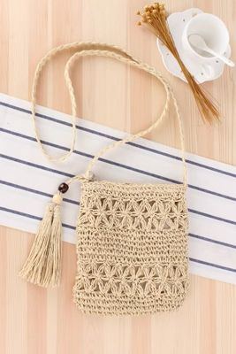 Logo personnalisé Accepté Sac de paille crossbody bucket de paille pour femmes pour la plage d'été