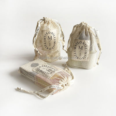 Ensemble de savon en coton organique réutilisable Sacs cadeaux avec corde à tirer