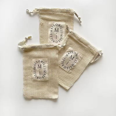 Ensemble de savon en coton organique réutilisable Sacs cadeaux avec corde à tirer