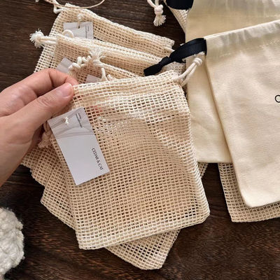 Ensemble de savon en coton organique réutilisable Sacs cadeaux avec corde à tirer