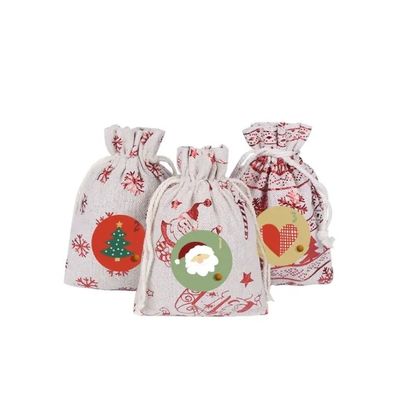 Sacs cadeaux de Noël Sacs de jute de couleur personnalisée pour les cadeaux et les fêtes