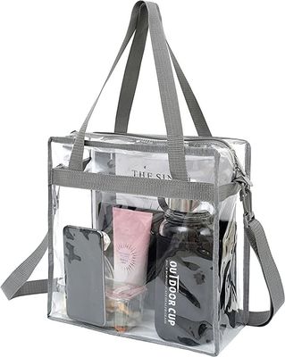 Compagnon de magasinage pour femmes Sac en PVC transparent avec fermeture à fermeture à glissière et sangle réglable