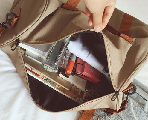 Modèle de fil Logo personnalisé Sac à bagages pliable pour les voyages à grande capacité étanche