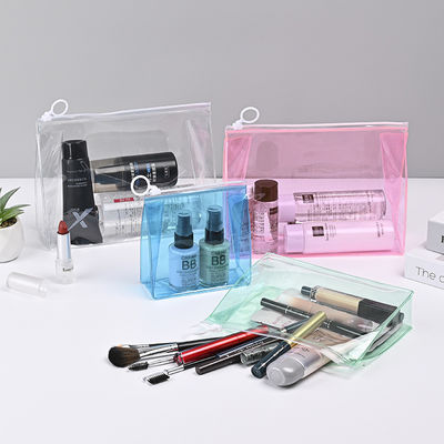 Faible MOQ PVC Logo personnalisé Sacoche de voyage claire Fermeture à glissière Sac cosmétique avec logo personnalisé