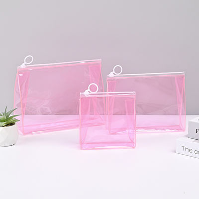 Faible MOQ PVC Logo personnalisé Sacoche de voyage claire Fermeture à glissière Sac cosmétique avec logo personnalisé
