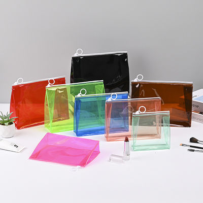 Faible MOQ PVC Logo personnalisé Sacoche de voyage claire Fermeture à glissière Sac cosmétique avec logo personnalisé