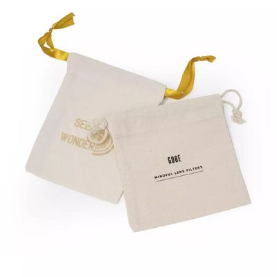 Sac à cordes en coton muslin personnalisé avec ruban pour solution d'emballage de bijoux