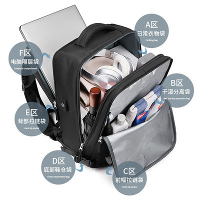 Sac de voyage en nylon polyester personnalisé étanche à l'eau sac à dos d'affaires de randonnée avec port de charge USB