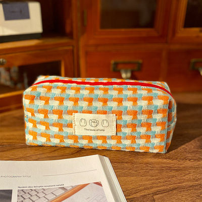 Sacs de maquillage de marque privée avec impression vérifiée Sac cosmétique de voyage en polyester recyclé