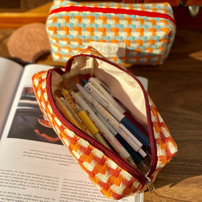 Sacs de maquillage de marque privée avec impression vérifiée Sac cosmétique de voyage en polyester recyclé