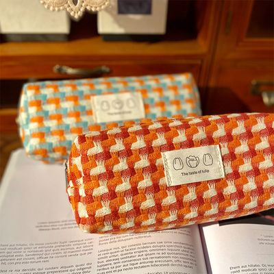 Sacs de maquillage de marque privée avec impression vérifiée Sac cosmétique de voyage en polyester recyclé