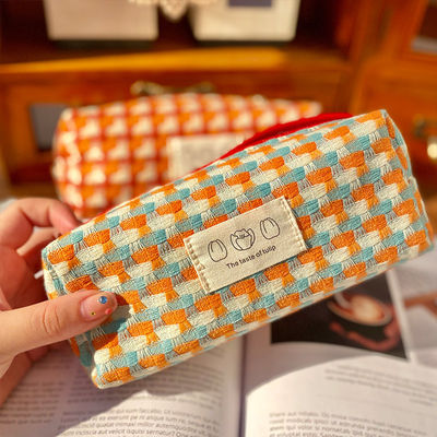 Sacs de maquillage de marque privée avec impression vérifiée Sac cosmétique de voyage en polyester recyclé