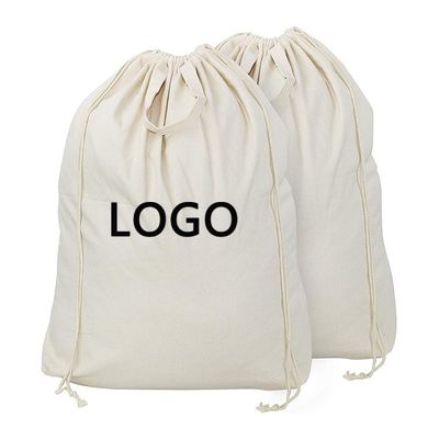 Logo de couleur personnalisé imprimé Portatif toile de coton à double ficelle sac à main à poussière réutilisable