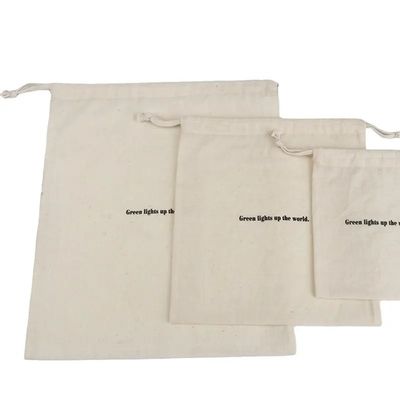 Logo de couleur personnalisé imprimé Portatif toile de coton à double ficelle sac à main à poussière réutilisable
