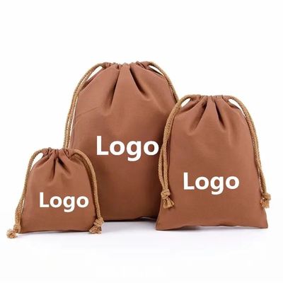 Logo de couleur personnalisé imprimé Portatif toile de coton à double ficelle sac à main à poussière réutilisable