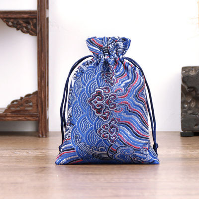 Coloris personnalisé styles chinois brocart sac à cordes pour logo personnalisé sac de bijoux