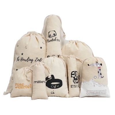 Sac à cordes en coton personnalisé avec dessin animé et logo personnalisé