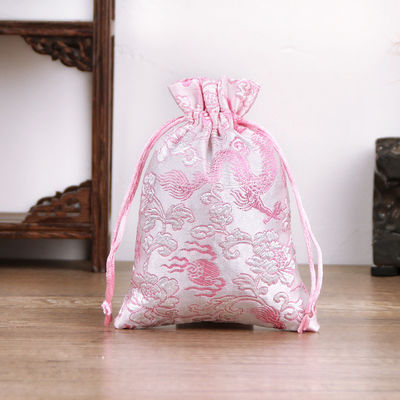 Coloris personnalisé styles chinois brocart sac à cordes pour logo personnalisé sac de bijoux