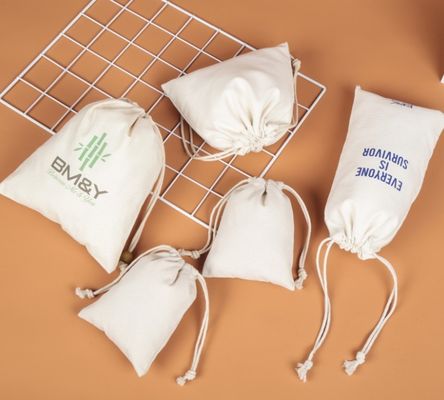 Sac à cordes en coton personnalisé avec dessin animé et logo personnalisé