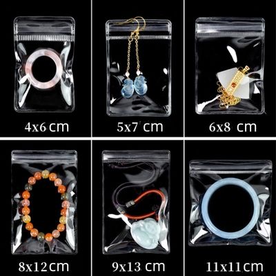 Sac d'emballage de bijoux à fermeture à glissière personnalisé en PVC clair Mini sac fermeture à glissière avec logo réutilisable