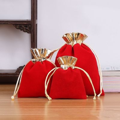 Sac d'emballage en velours de luxe sur mesure pour bijoux et cosmétiques