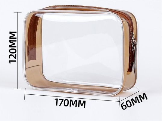 Logo personnalisé Sac de maquillage en PVC transparent Petit sac de toilettes pour femmes Double fermeture à glissière