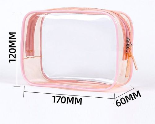Logo personnalisé Sac de maquillage en PVC transparent Petit sac de toilettes pour femmes Double fermeture à glissière