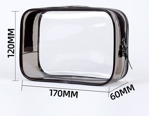 Logo personnalisé Sac de maquillage en PVC transparent Petit sac de toilettes pour femmes Double fermeture à glissière