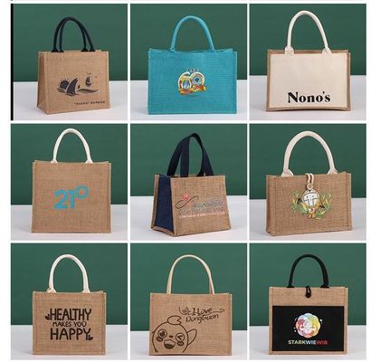 Sac de jute accepté OEM/ODM avec logo personnalisé pour les achats écologiques réutilisables sur la plage