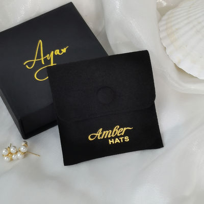 Imprimer le logo bijoux Package Microfibre Snap Button Sacs à sacs avec insertion Pad/carte