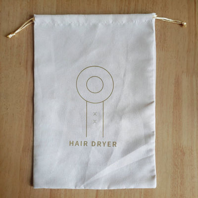 Logo personnalisé imprimé Sac à corde de suède pour protéger le sèche-cheveux de l'hôtel de la poussière