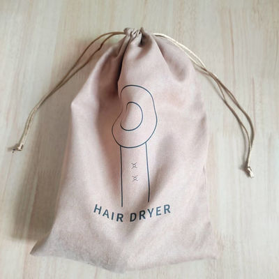 Logo personnalisé imprimé Sac à corde de suède pour protéger le sèche-cheveux de l'hôtel de la poussière