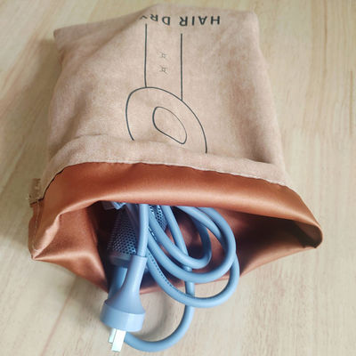 Logo personnalisé imprimé Sac à corde de suède pour protéger le sèche-cheveux de l'hôtel de la poussière