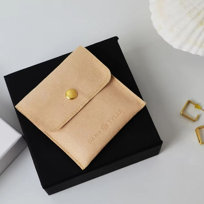 Imprimer le logo bijoux Package Microfibre Snap Button Sacs à sacs avec insertion Pad/carte