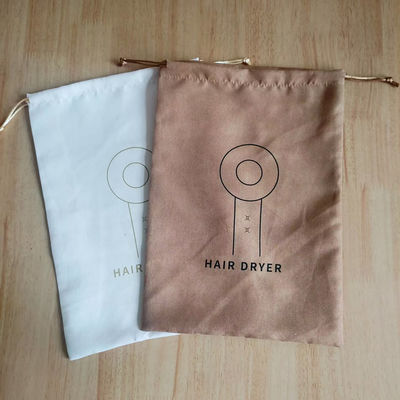 Logo personnalisé imprimé Sac à corde de suède pour protéger le sèche-cheveux de l'hôtel de la poussière