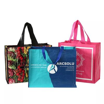 Sacs à main à angles courbés de taille moyenne en matériaux non tissés laminés pour achats sur mesure