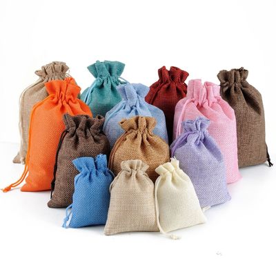 Sac à cordes en lin imprimé sur mesure pour bijoux et stockage de produits numériques