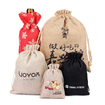 Sac à cordes en lin imprimé sur mesure pour bijoux et stockage de produits numériques