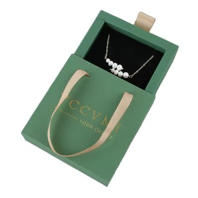 Logo personnalisé bijoux sac de velours rose sacs en papier de diapositives boîte cadeau emballage pour ongles