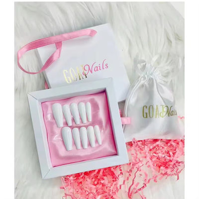Logo personnalisé bijoux sac de velours rose sacs en papier de diapositives boîte cadeau emballage pour ongles