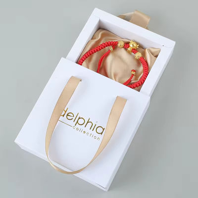 Logo personnalisé bijoux sac de velours rose sacs en papier de diapositives boîte cadeau emballage pour ongles