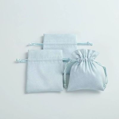 Acceptable OEM/ODM Sac à cordes en velours bleu clair personnalisé pour l'organisation de bijoux